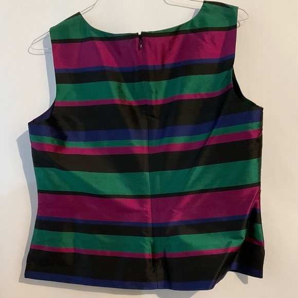 Talbot Striped Sleeveless Top - Multicolor 16P Sleeveless Suit Blouse Fitted - Picture 3 of 10